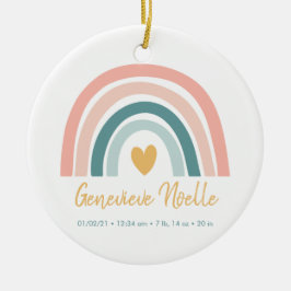 Boho Rainbow Baby Personalized Birth Stats Keramisch Ornament