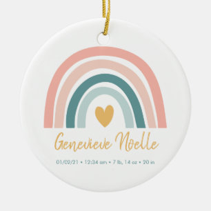 Boho Rainbow Baby Personalized Birth Stats Keramisch Ornament