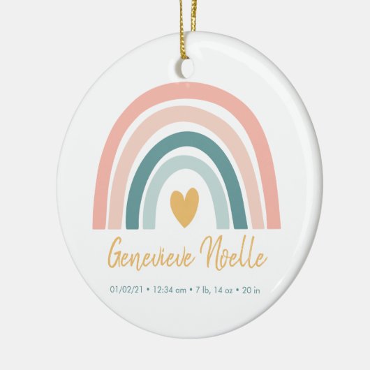 Boho Rainbow Baby Personalized Birth Stats Keramisch Ornament (Links)