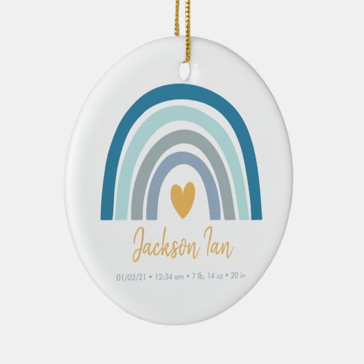 Boho Rainbow Baby Personalized Birth Stats Keramisch Ornament (Rechts)