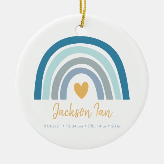 Boho Rainbow Baby Personalized Birth Stats Keramisch Ornament (Voorkant)