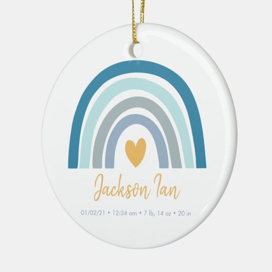 Boho Rainbow Baby Personalized Birth Stats Keramisch Ornament (Links)