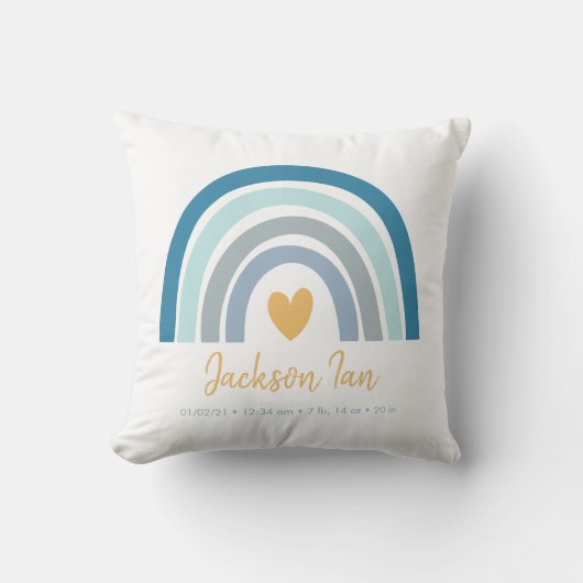 Boho Rainbow Baby Personalized Birth Stats Throw P Kussen (Voorkant)