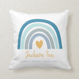 Boho Rainbow Baby Personalized Birth Stats Throw P Kussen