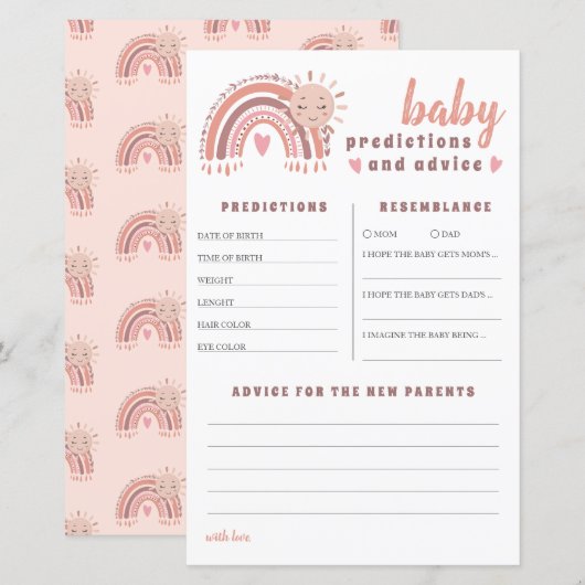 Boho Rainbow Baby Predications & Advice Baby showe (Voorkant / Achterkant)