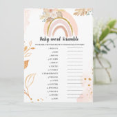 Boho Rainbow Baby scramble woord Baby shower spel Kaart (Staand voorkant)