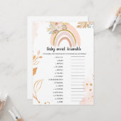Boho Rainbow Baby scramble woord Baby shower spel Kaart (Voorkant / Achterkant in situ)