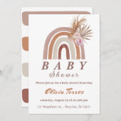 Boho Rainbow Baby shower Aardetinten, Floral chic Kaart (Voorkant / Achterkant)