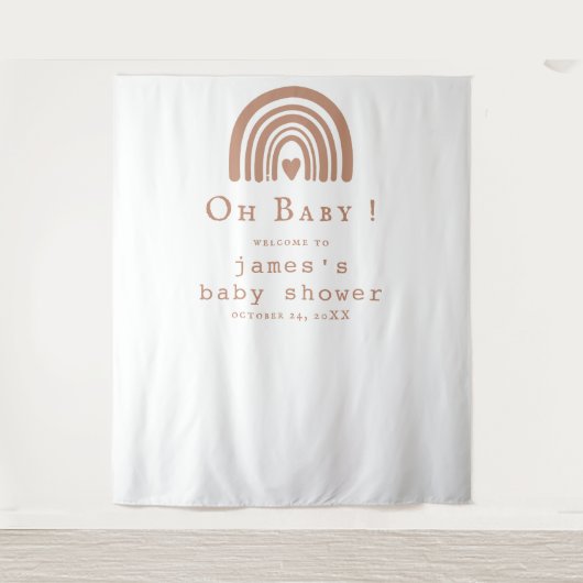 Boho Rainbow Baby shower Achtergrond Wandkleed (Voorkant)