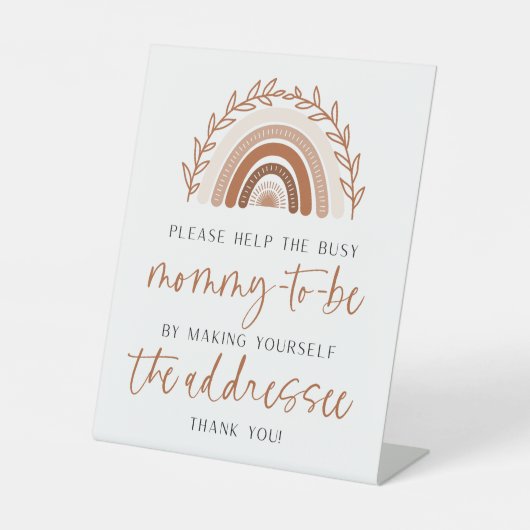 Boho Rainbow Baby shower Addressee Sign Reclamebord Met Voetstuk (Voorkant)