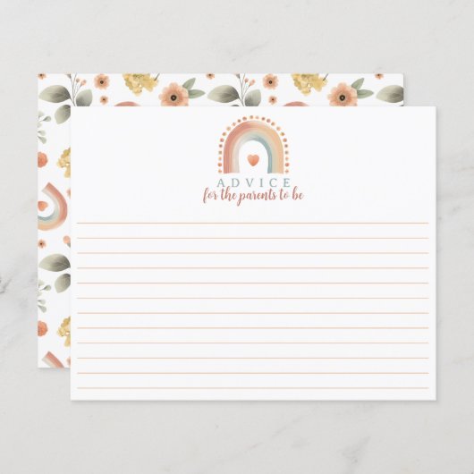 Boho Rainbow Baby shower Advies Kaart – Waterverf (Voorkant / Achterkant)
