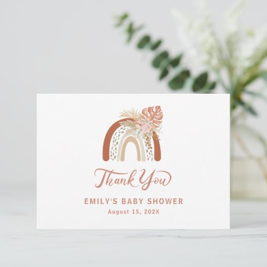 Boho Rainbow Baby shower Bedankkaart (Staand voorkant)