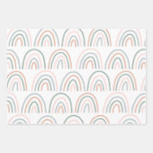 Boho Rainbow Baby shower Beige Terracotta Green Inpakpapier Vel (Voorkant)
