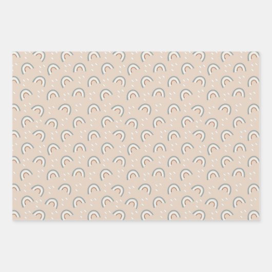 Boho Rainbow Baby shower Beige Terracotta Green Inpakpapier Vel (Voorkant)