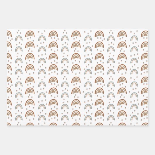 Boho Rainbow Baby shower Beige Terracotta Green W Inpakpapier Vel (Voorkant 3)