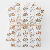 Boho Rainbow Baby shower Beige Terracotta Green W Inpakpapier Vel (In situ)