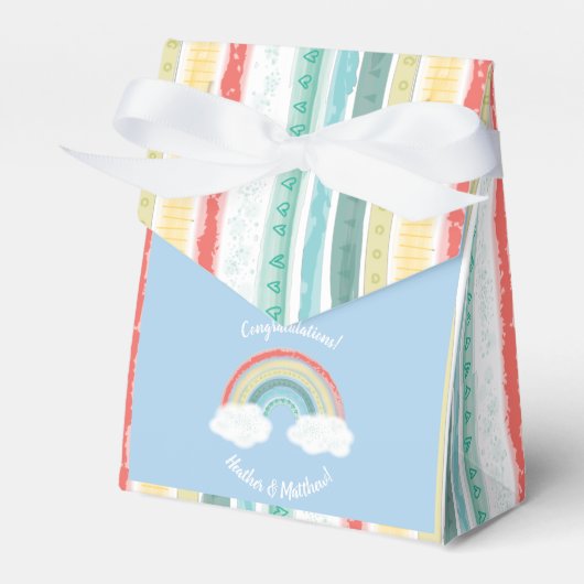 Boho Rainbow Baby shower Blue Boy Bedankdoosjes (Voorkant Zijde)