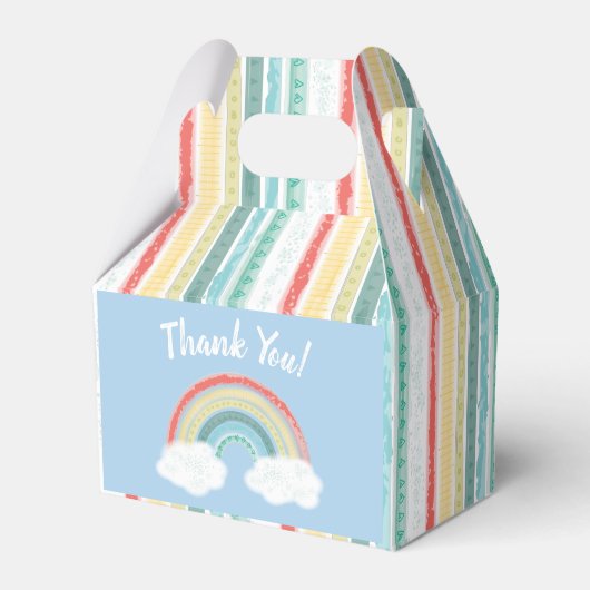 Boho Rainbow Baby shower Blue Boy Bedankdoosjes (Voorkant Zijde)