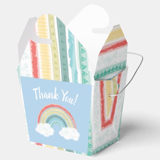Boho Rainbow Baby shower Blue Boy Bedankdoosjes (Geopend)