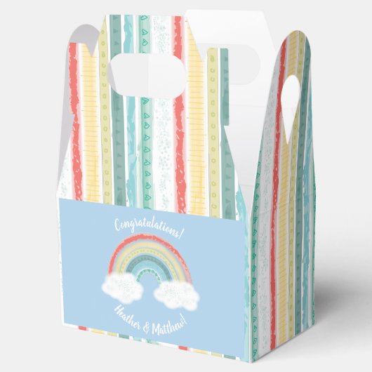 Boho Rainbow Baby shower Blue Boy Bedankdoosjes (Geopend)