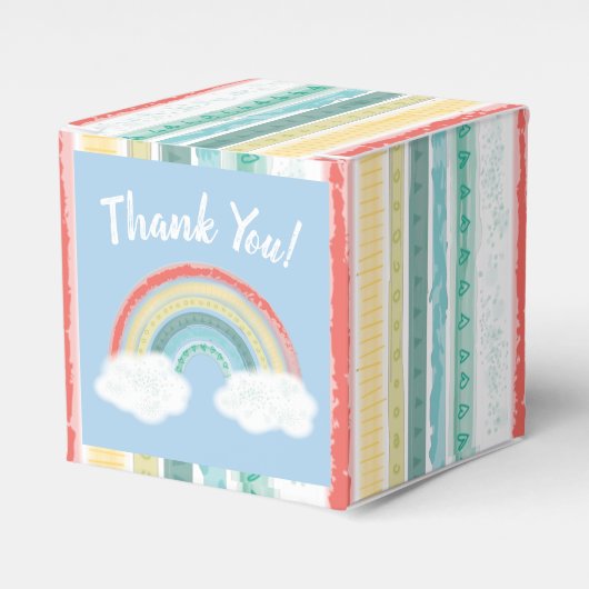 Boho Rainbow Baby shower Blue Boy Bedankdoosjes (Voorkant Zijde)