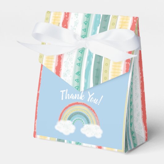 Boho Rainbow Baby shower Blue Boy Bedankdoosjes (Voorkant Zijde)