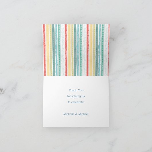 Boho Rainbow Baby shower Blue Boy Bedankkaart (Binnen)