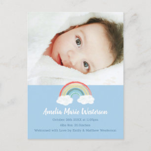 Boho Rainbow Baby shower Blue Boy Briefkaart