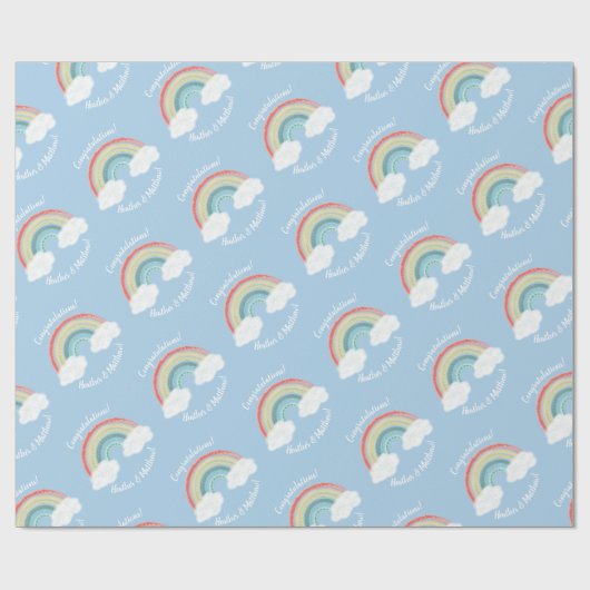 Boho Rainbow Baby shower Blue Boy Cadeaupapier (Vlak)