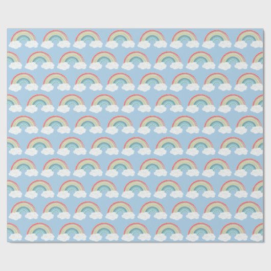 Boho Rainbow Baby shower Blue Boy Cadeaupapier (Vlak)
