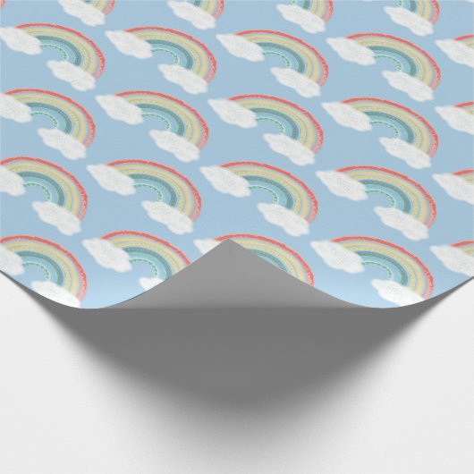 Boho Rainbow Baby shower Blue Boy Cadeaupapier (Hoek)