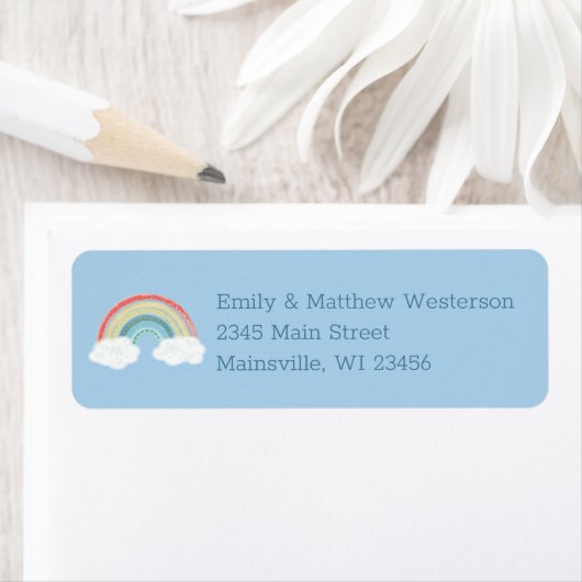 Boho Rainbow Baby shower Blue Boy Etiket (Insitu)