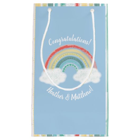 Boho Rainbow Baby shower Blue Boy Klein Cadeauzakje (Voorkant)