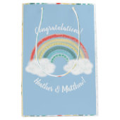 Boho Rainbow Baby shower Blue Boy Medium Cadeauzakje (Voorkant)