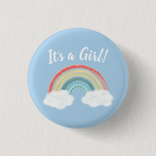 Boho Rainbow Baby shower Blue Boy Ronde Button 3,2 Cm