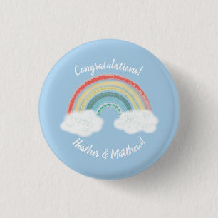 Boho Rainbow Baby shower Blue Boy Ronde Button 3,2 Cm