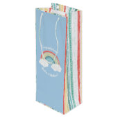 Boho Rainbow Baby shower Blue Boy Wijn Cadeautas (Achterkant Gekanteld)