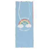Boho Rainbow Baby shower Blue Boy Wijn Cadeautas (Achterkant)