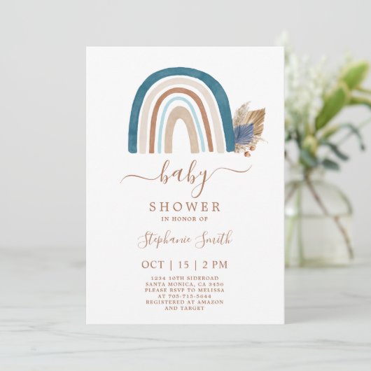 Boho Rainbow Baby shower Boy Kaart (Staand voorkant)