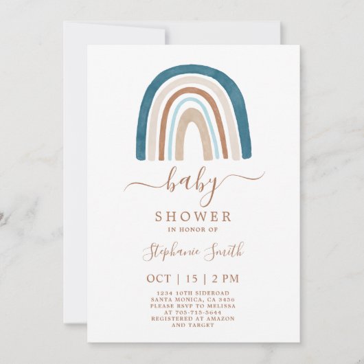Boho Rainbow Baby shower Boy Uitnodiging (Voorkant)