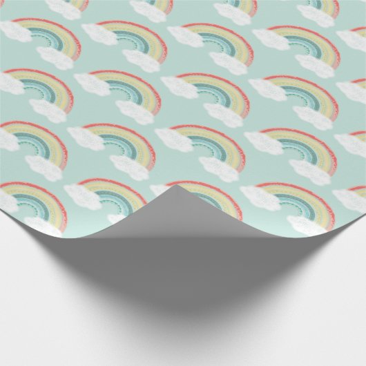 Boho Rainbow Baby shower Cadeaupapier (Hoek)