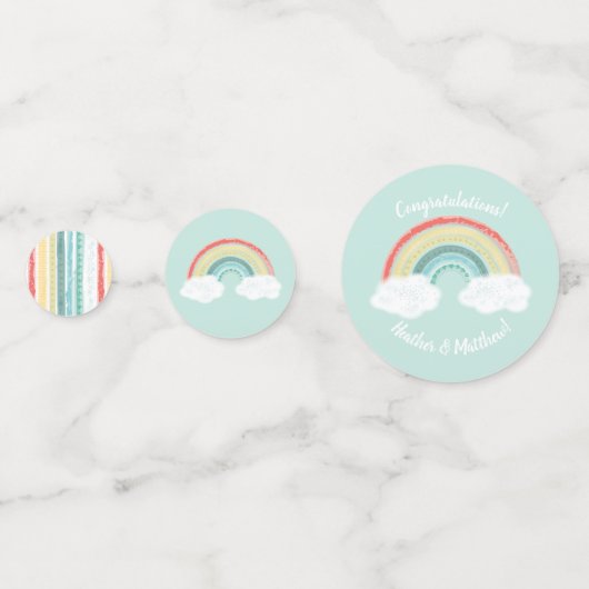 Boho Rainbow Baby shower Confetti (Achterkanten)