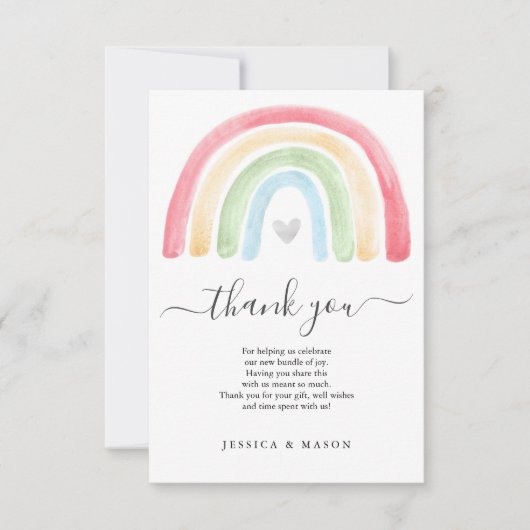 Boho Rainbow Baby shower Dank je wel Aankondiging (Voorkant)