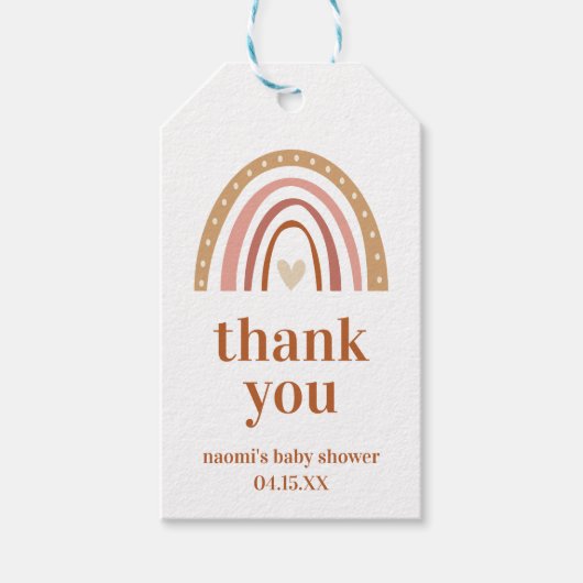 Boho Rainbow Baby shower Dank u Label Cadeaulabel (Voorkant)