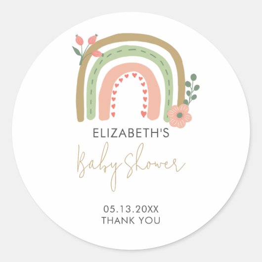 Boho Rainbow Baby shower Dank u wel Ronde Sticker (Voorkant)