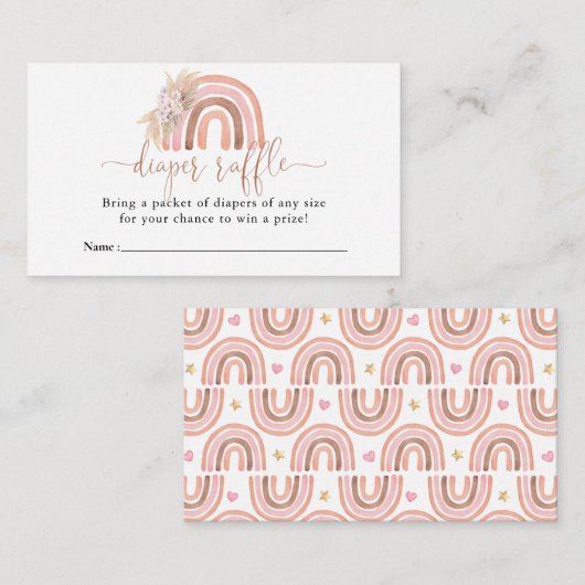 Boho Rainbow Baby shower Diaper Raffle Informatiekaartje (Voorkant / Achterkant)