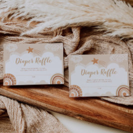 Boho Rainbow Baby shower Diaper Raffle Kaart Notitiekaartje