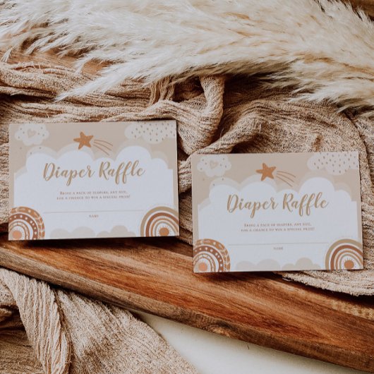 Boho Rainbow Baby shower Diaper Raffle Kaart Notitiekaartje
