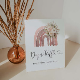 Boho Rainbow Baby shower Diaper Raffle Reclamebord Met Voetstuk
