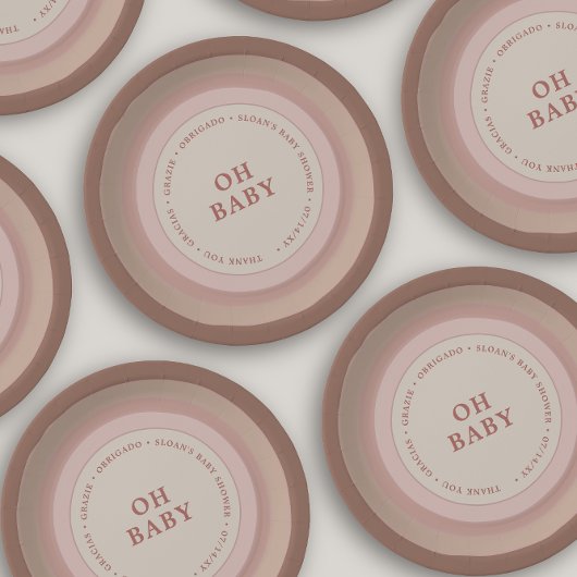 Boho Rainbow Baby shower Earthy Blush Girl Papieren Bordje